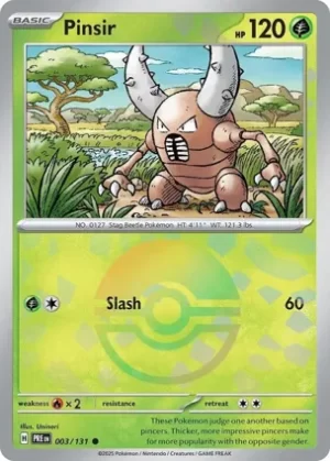 Pinsir - 003/131 - Reverse Holo - Common - Poke Ball