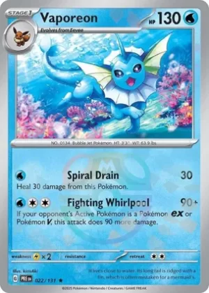 Vaporeon - 022/131 - Reverse Holo - Rare - Master Ball