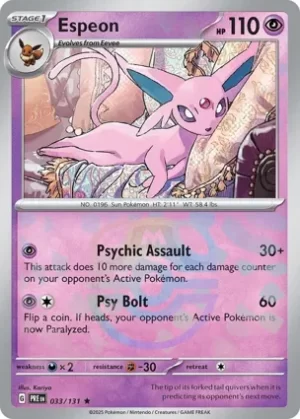 Espeon - 033/131 - Reverse Holo - Rare - Master Ball