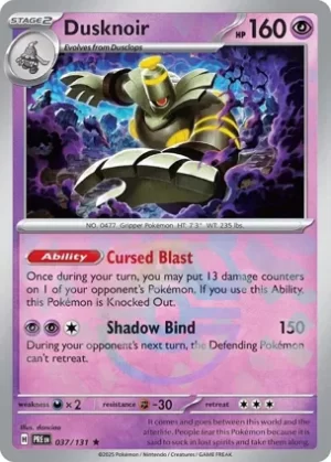 Dusknoir - 037/131 - Reverse Holo - Rare - Master Ball