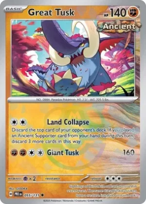 Great Tusk - 055/131 - Reverse Holo - Uncommon - Master Ball