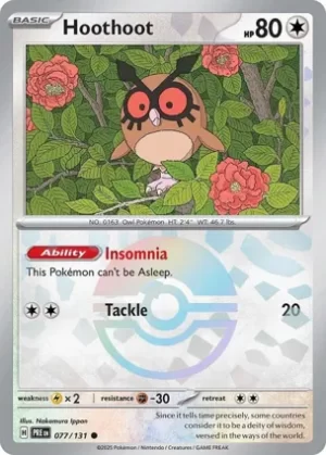 Hoothoot - 077/131 - Reverse Holo - Common - Poke Ball